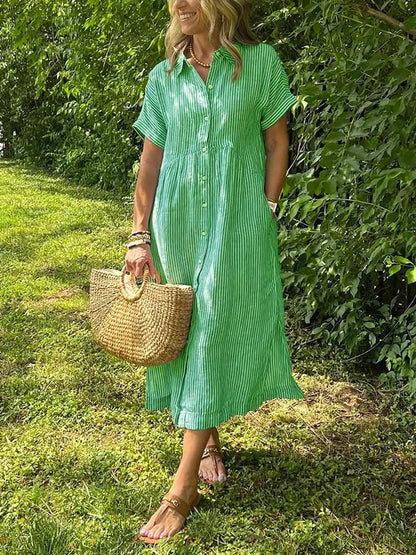 Dames Midi Jurk | Strepen & Knopen