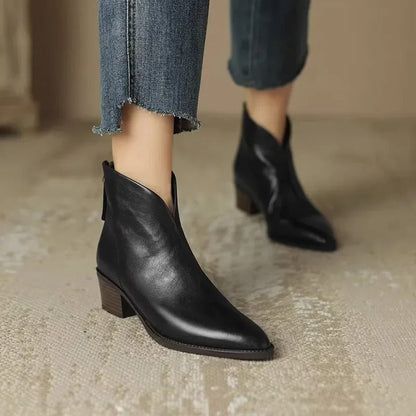 Elegant Retro Ankle Boots with Heel for Women – Ideal for Autumn