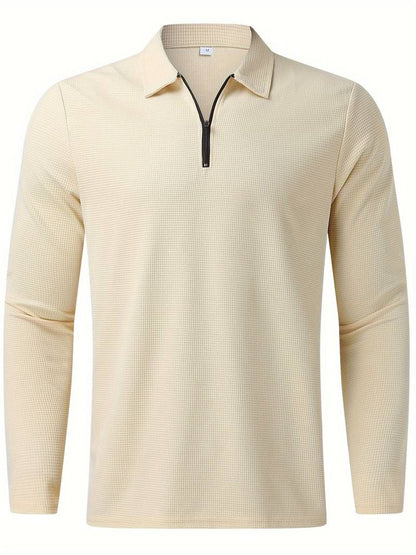 Men's Waffle Shirt with Long Sleeves and V-neck – Casual and Comfortable