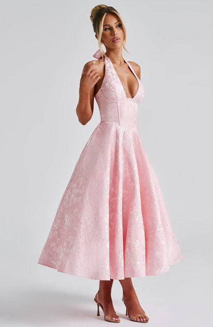 Kimberly | Women’s Wedding Gues Dress Halter Midi Dress