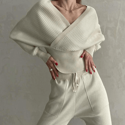 Tweedelige Dames Set met Gebreide Trui en Broek