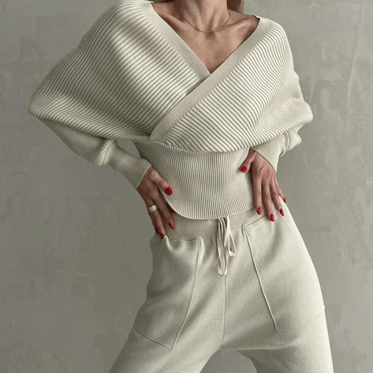 Tweedelige Dames Set met Gebreide Trui en Broek