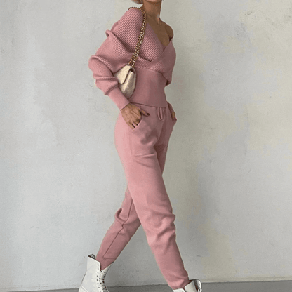 Tweedelige Dames Set met Gebreide Trui en Broek