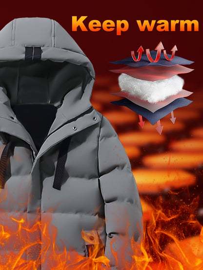 Heren Winterjas van Katoen met Capuchon en Grote Zakken