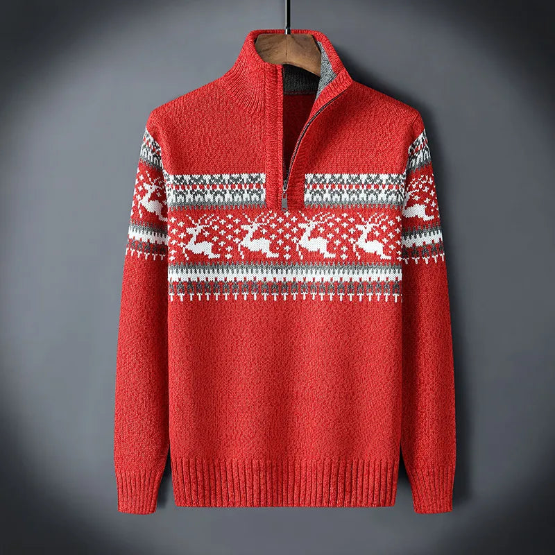 Nordval Knitted Half-Zip Jumper voor Heren – Seizoenspatroon