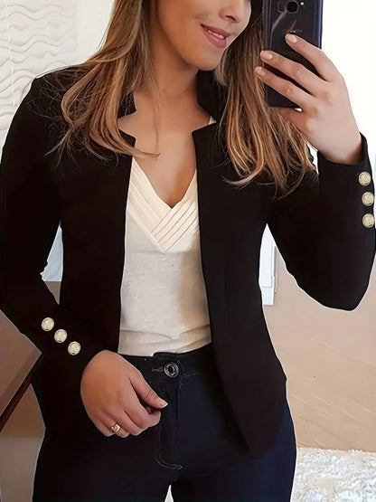 Casual Women's Blazer with Buttons – Lightweight Cotton, Long Sleeve