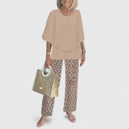 Women's 2-Piece Set | Comfort Top & Printed Relaxed Fit Pants