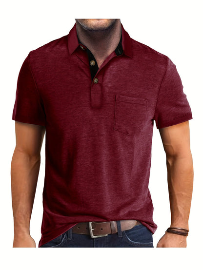Men's Polo Shirt – Casual Stretch Polo with Chest Pocket – Breathable & Comfortable