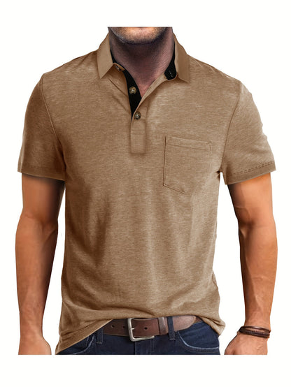 Men's Polo Shirt – Casual Stretch Polo with Chest Pocket – Breathable & Comfortable