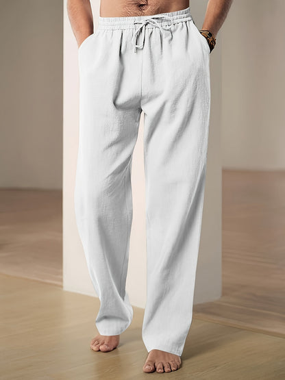 Men's Linen Pants | Elastic Waist & Breathable Comfort | Relaxed Fit for Summer & Everyday Use