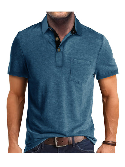 Men's Polo Shirt – Casual Stretch Polo with Chest Pocket – Breathable & Comfortable