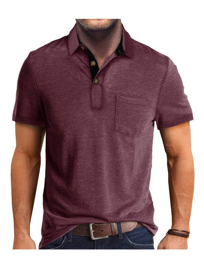 Men's Polo Shirt – Casual Stretch Polo with Chest Pocket – Breathable & Comfortable