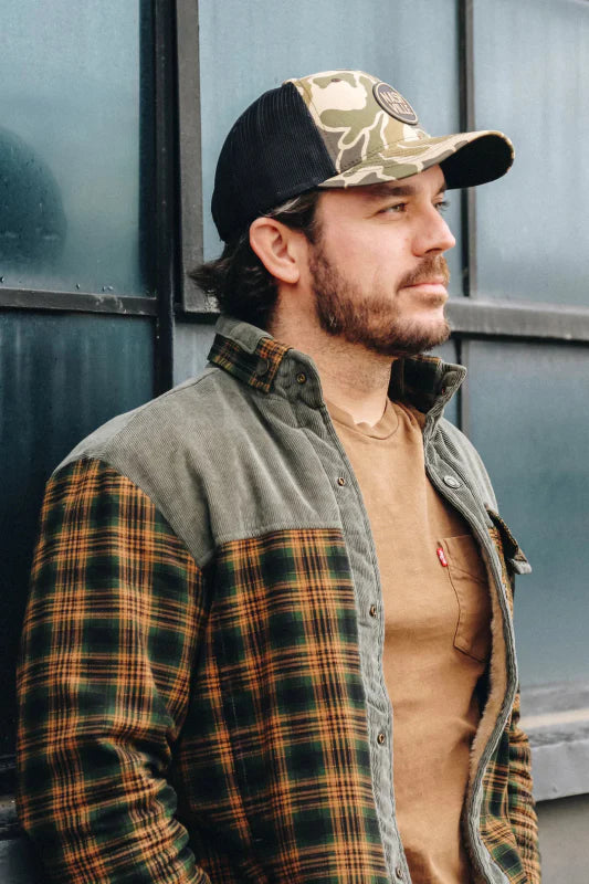 Heren geruite jas met fleecevoering en kraag