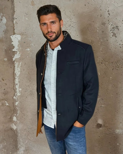 Luxe Herenjas met Afneembare Kraag in Wolmix