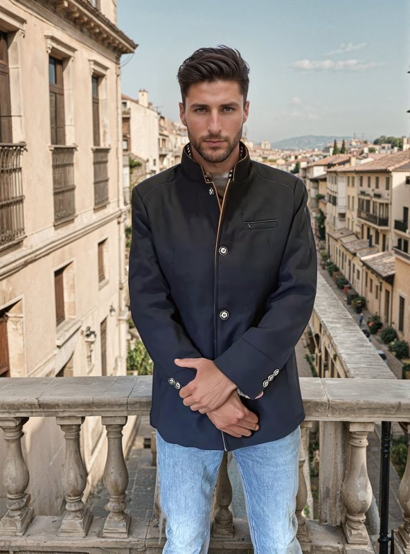 Luxe Herenjas met Afneembare Kraag in Wolmix