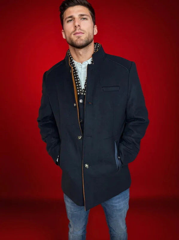 Luxe Herenjas met Afneembare Kraag in Wolmix