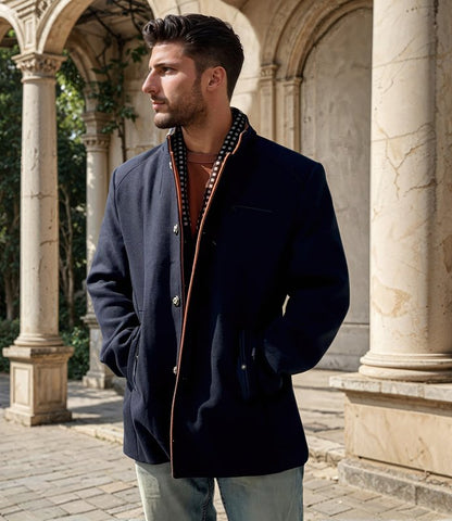 Luxe Herenjas met Afneembare Kraag in Wolmix