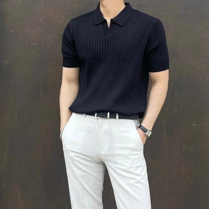 Varello Gebreide Polo | Slim Fit & Luxe Ribstructuur