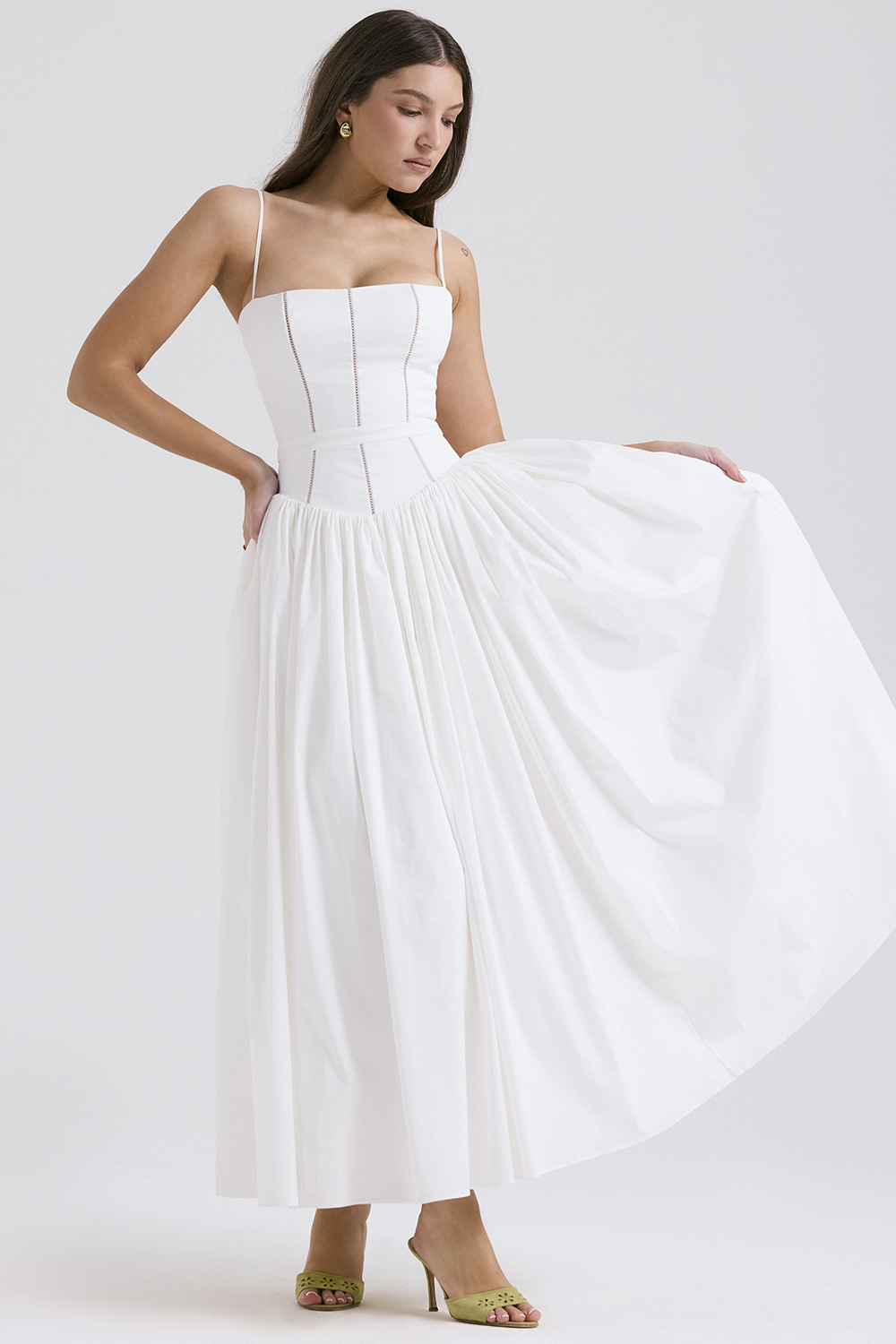 Gabriella | Elegante Corset Midi Jurk voor Bruiloftsgasten