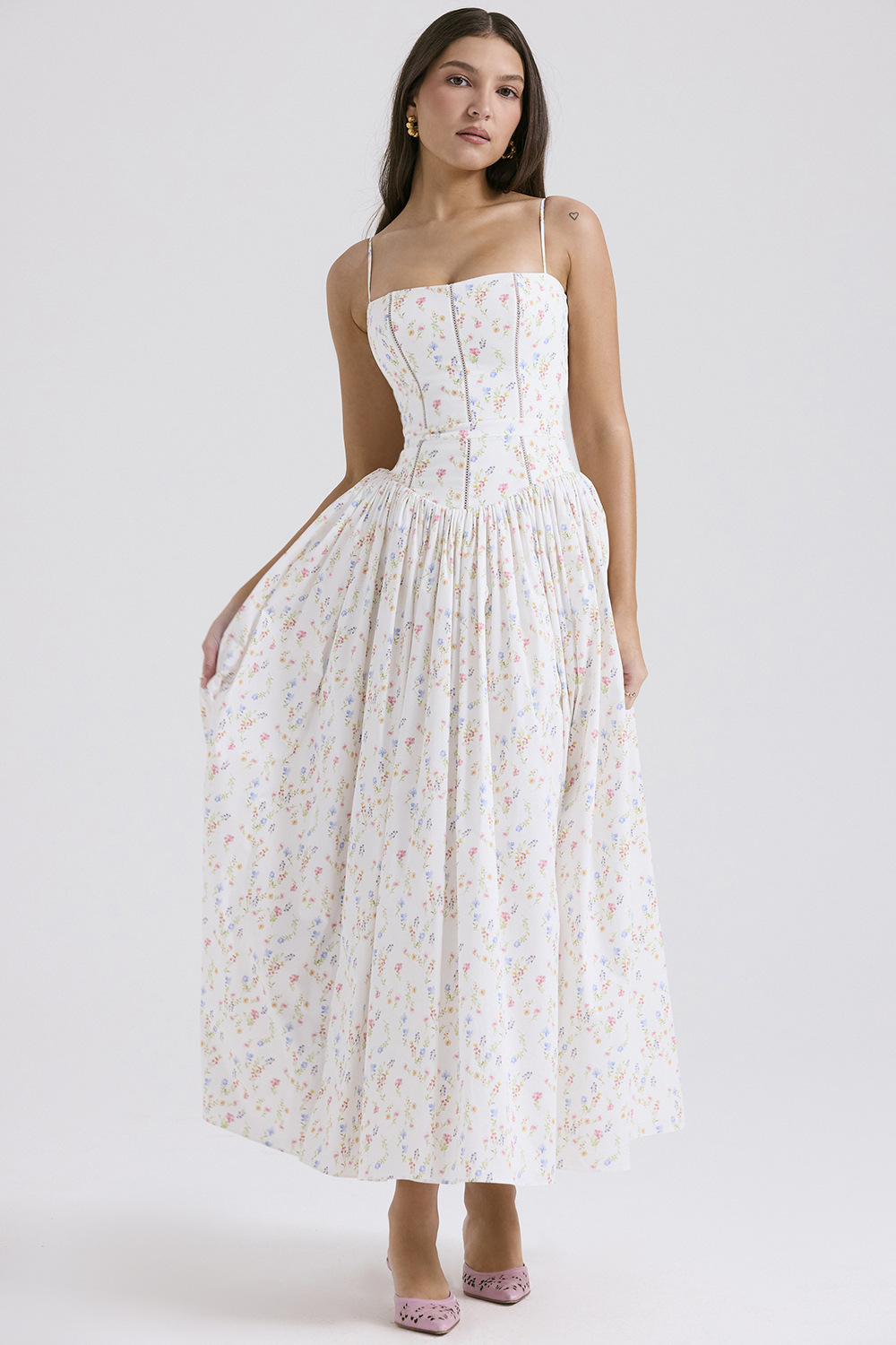 Gabriella | Elegante Corset Midi Jurk voor Bruiloftsgasten