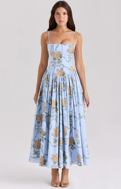Gabriella | Elegante Corset Midi Jurk voor Bruiloftsgasten