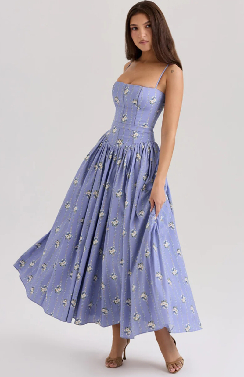 Gabriella | Elegante Corset Midi Jurk voor Bruiloftsgasten