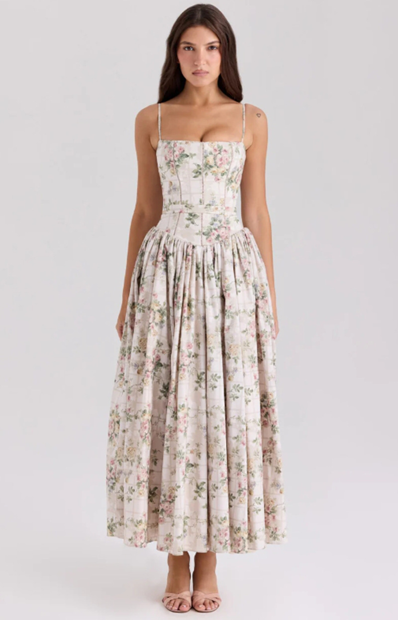 Gabriella | Elegante Corset Midi Jurk voor Bruiloftsgasten