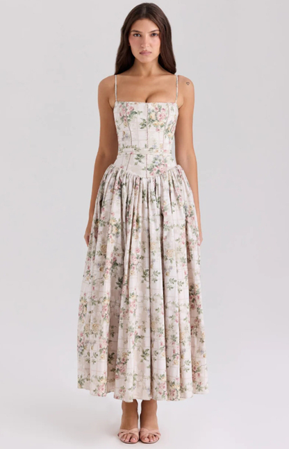 Gabriella | Elegante Corset Midi Jurk voor Bruiloftsgasten