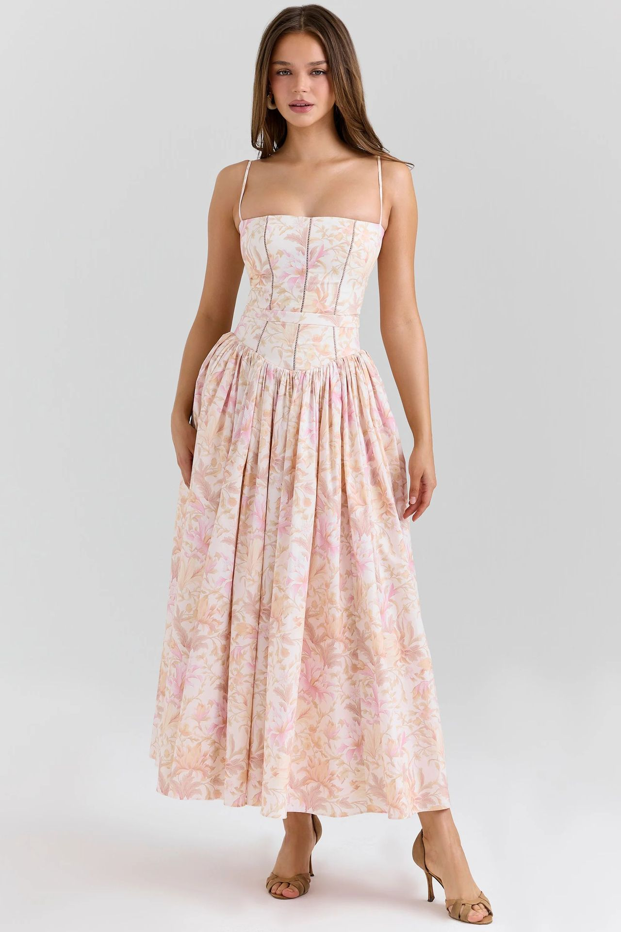 Gabriella | Elegante Corset Midi Jurk voor Bruiloftsgasten