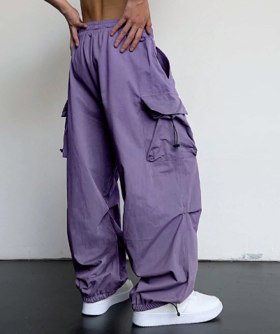 Men's Cargo Pants with Wide Legs and Loose Fit