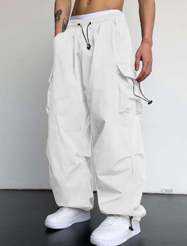 Men's Cargo Pants with Wide Legs and Loose Fit