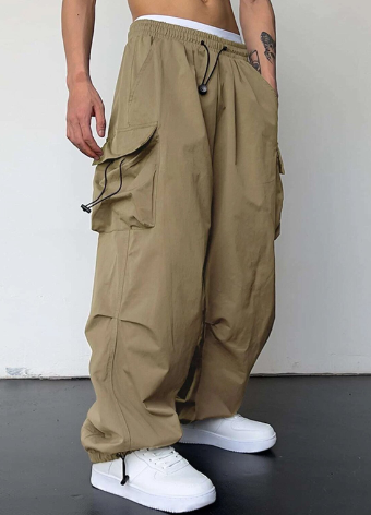 Men's Cargo Pants with Wide Legs and Loose Fit