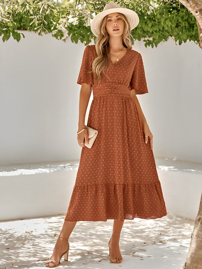 Elise Midi Dress | V-Neck & Waist Fit | Airy Summer Look