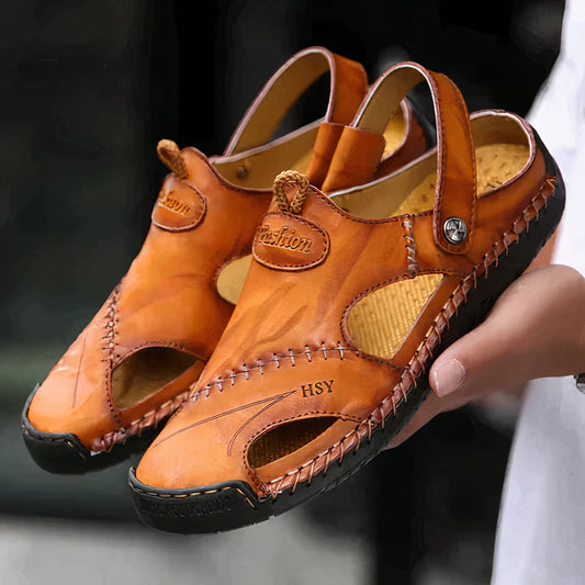 Heren Leren Instappers Sandalen – Ademend Comfort Schoenen voor Zomer en Dagelijks Gebruik
