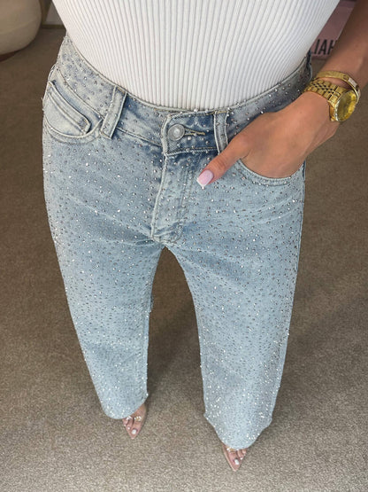 Sabine™ Glitterende damesjeans