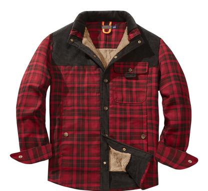Heren Lumberjack Jas – Warm, Weerbestendig, Outdoorstijl in Rood, Groen of Blauw