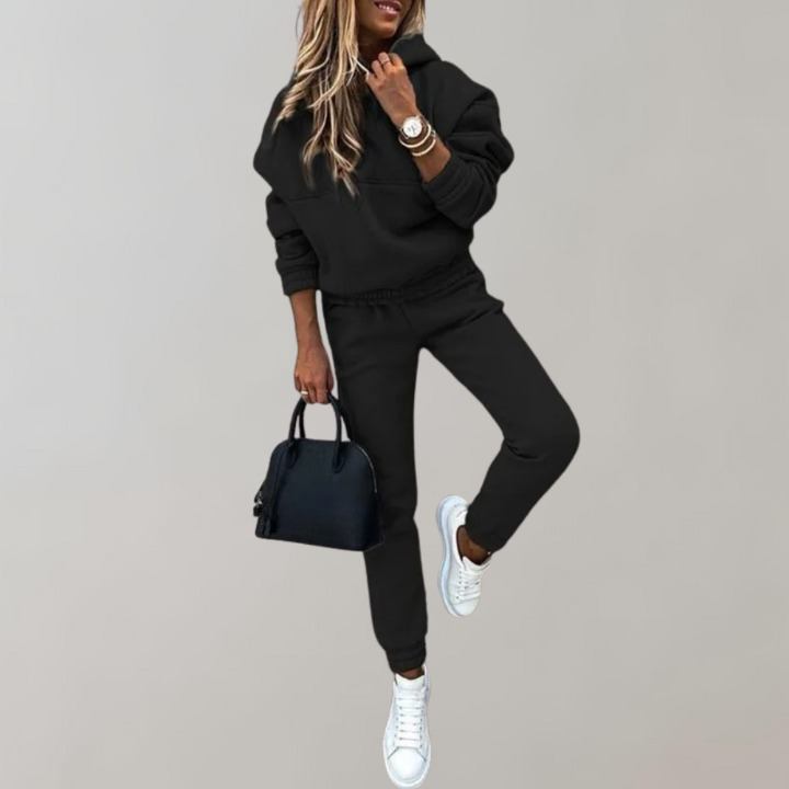 Casual Women's Tracksuit made of Cotton with Hood in Retro Style