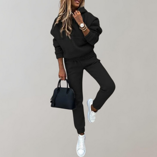 Casual Women's Tracksuit made of Cotton with Hood in Retro Style