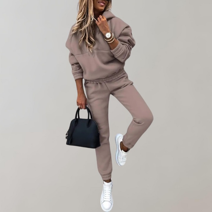 Casual Women's Tracksuit made of Cotton with Hood in Retro Style