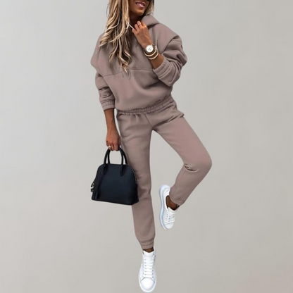 Casual Women's Tracksuit made of Cotton with Hood in Retro Style