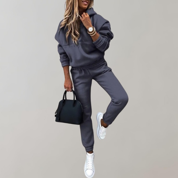 Casual Women's Tracksuit made of Cotton with Hood in Retro Style