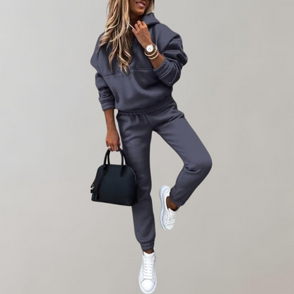 Casual Women's Tracksuit made of Cotton with Hood in Retro Style