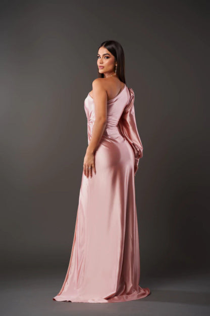 Anna™ - Elegante Satijnen Avondjurk met Split