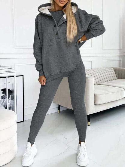 Damen-Hoodieset mit Fleece – Bequemer Pullover mit Kapuze und Hose