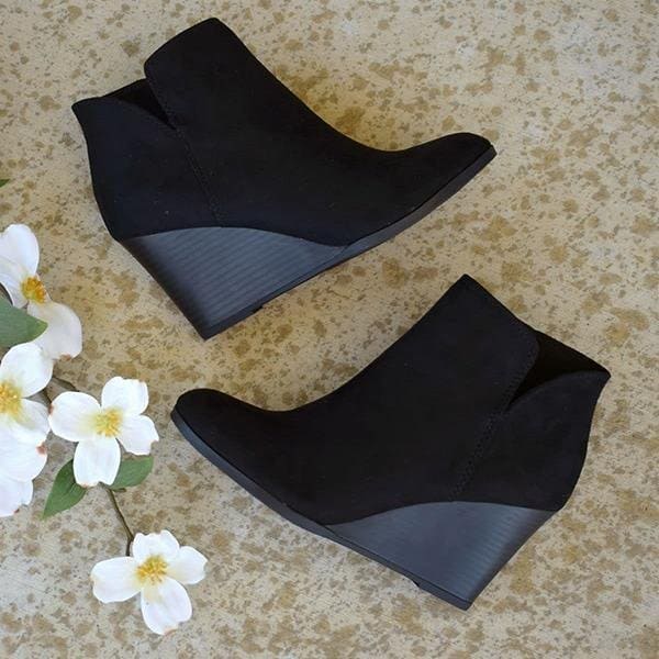Elegant Women's Ankle Boots with Heel – Suede Look & Timeless Style