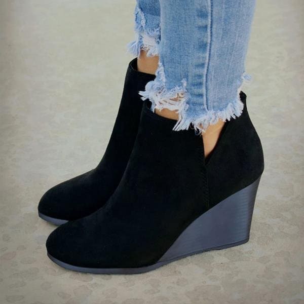 Elegant Women's Ankle Boots with Heel – Suede Look & Timeless Style