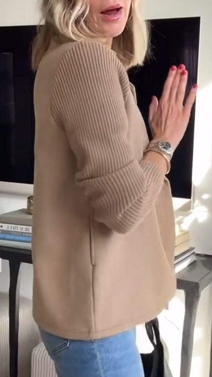 Sasha Casual Blazerjas – Zachte Ribgebreide Dames Blazer