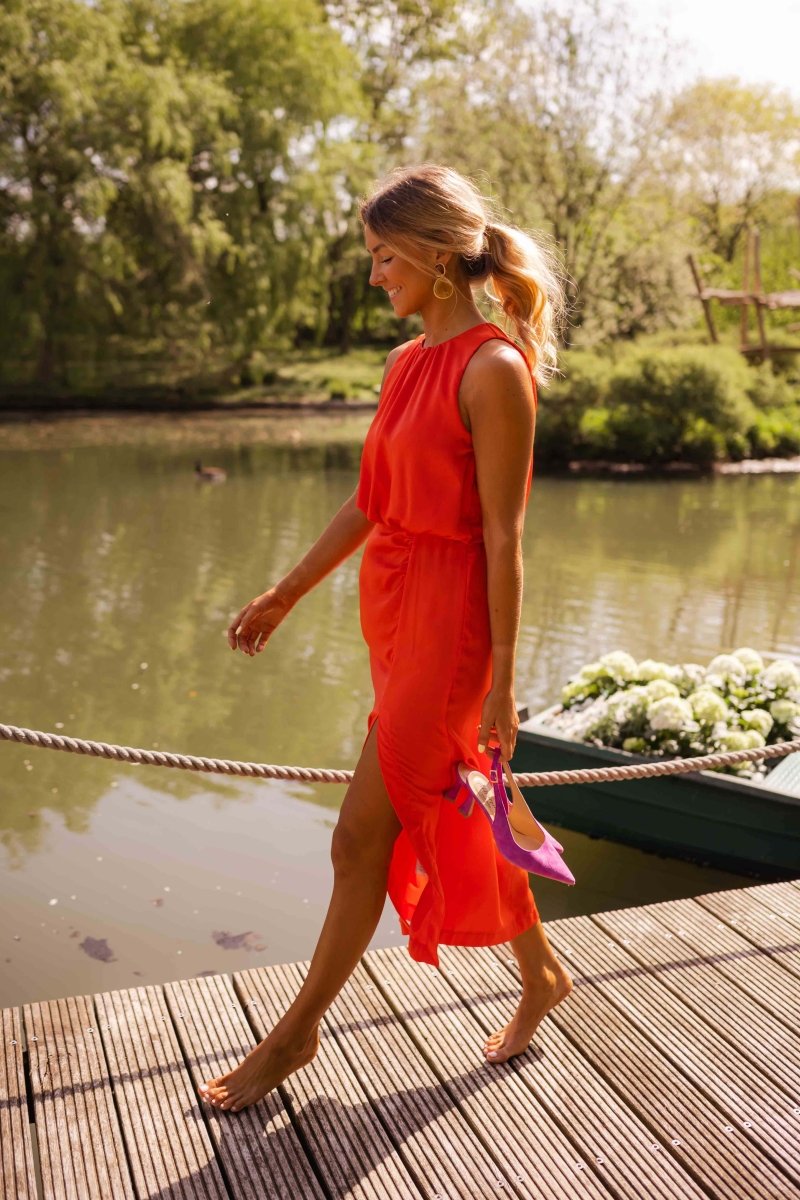 Dames Halter Midi Jurk | Elegant & Getailleerd