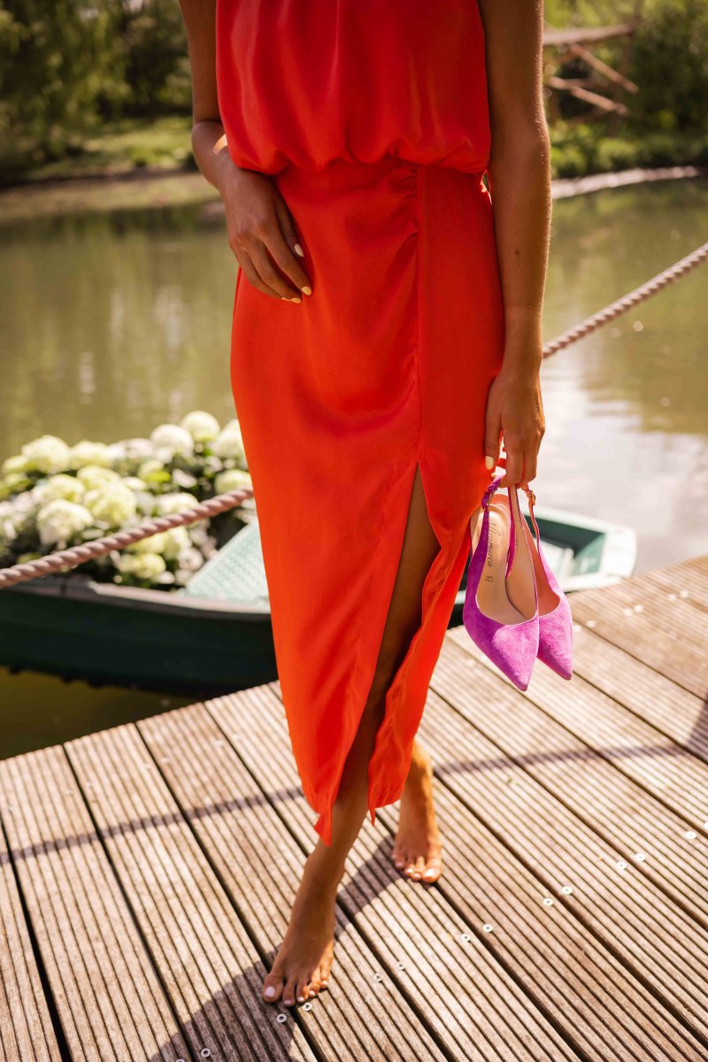 Dames Halter Midi Jurk | Elegant & Getailleerd