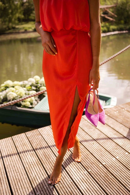 Dames Halter Midi Jurk | Elegant & Getailleerd